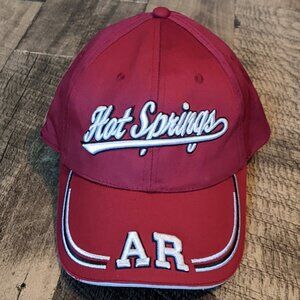Hot Springs Arkansas Hat Red Baseball Cap Strapback